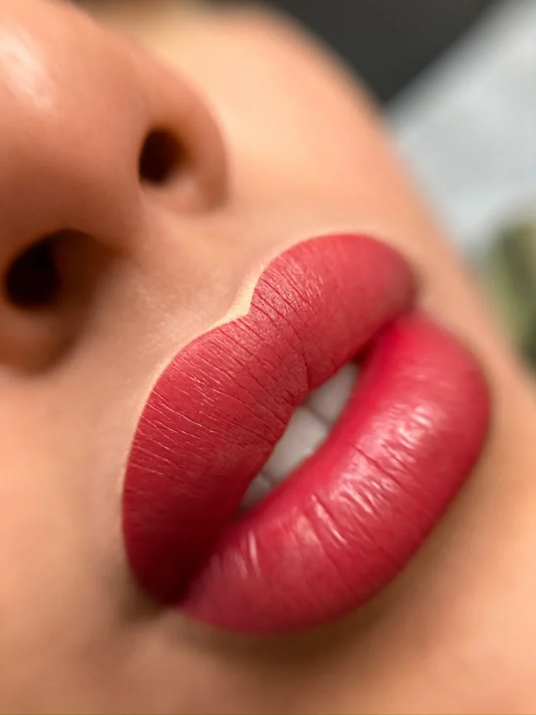 detalle de trabajo de micropigmentación en labios